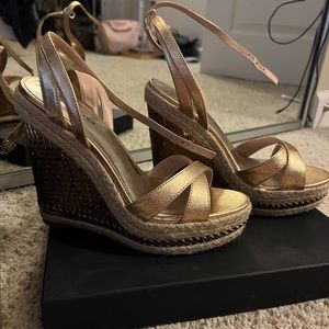 Gold Bebe wedges